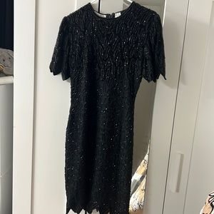 Black Laurence Kazan beaded dress size PP